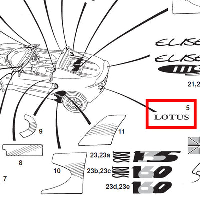 ロータス純正 デカール LOTUS Decal, LOTUS, silver, rear Clasmshel A111U0223F